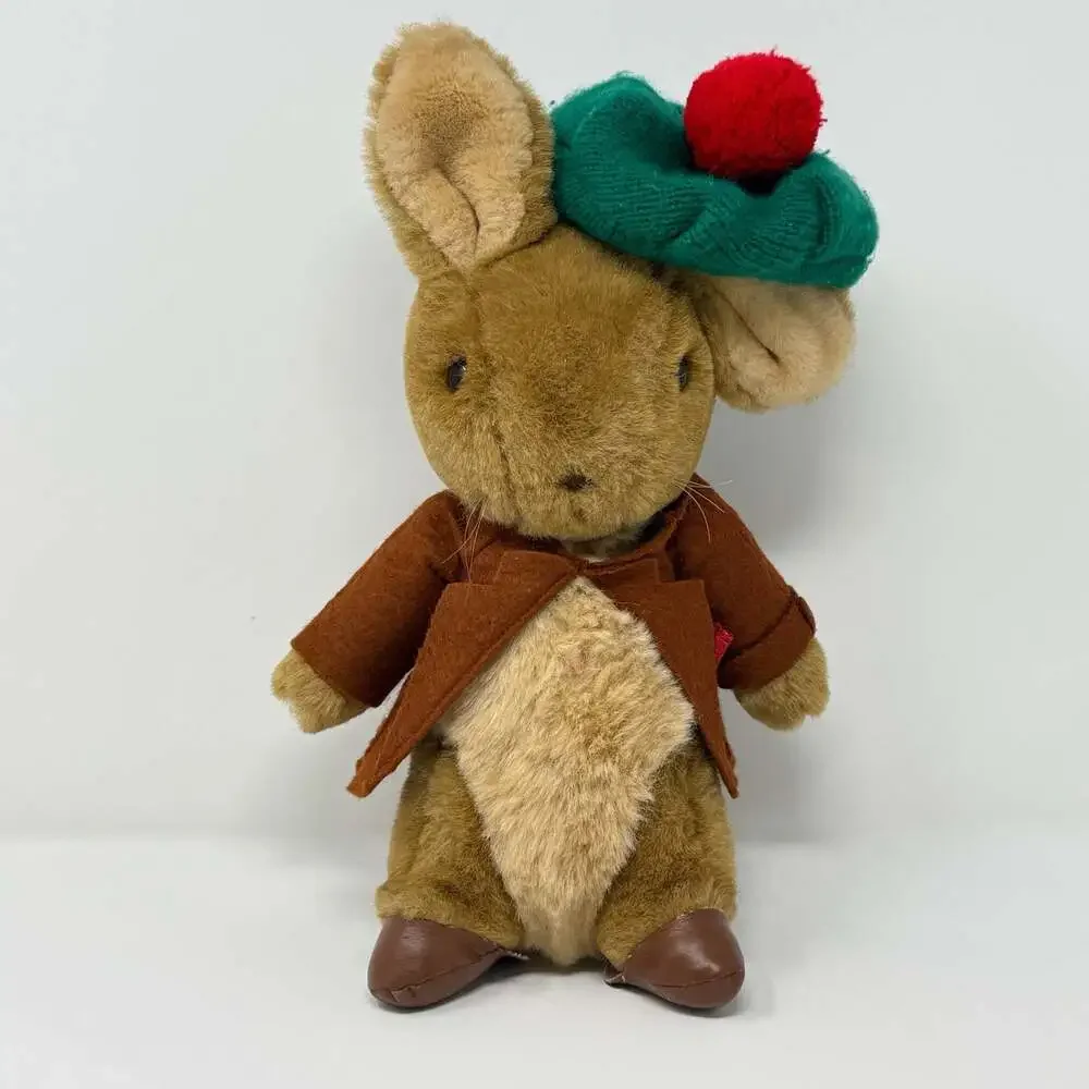 Vintage Eden Beatrix Potter Benjamin Bunny Plush with Green Beret and Leather Sh